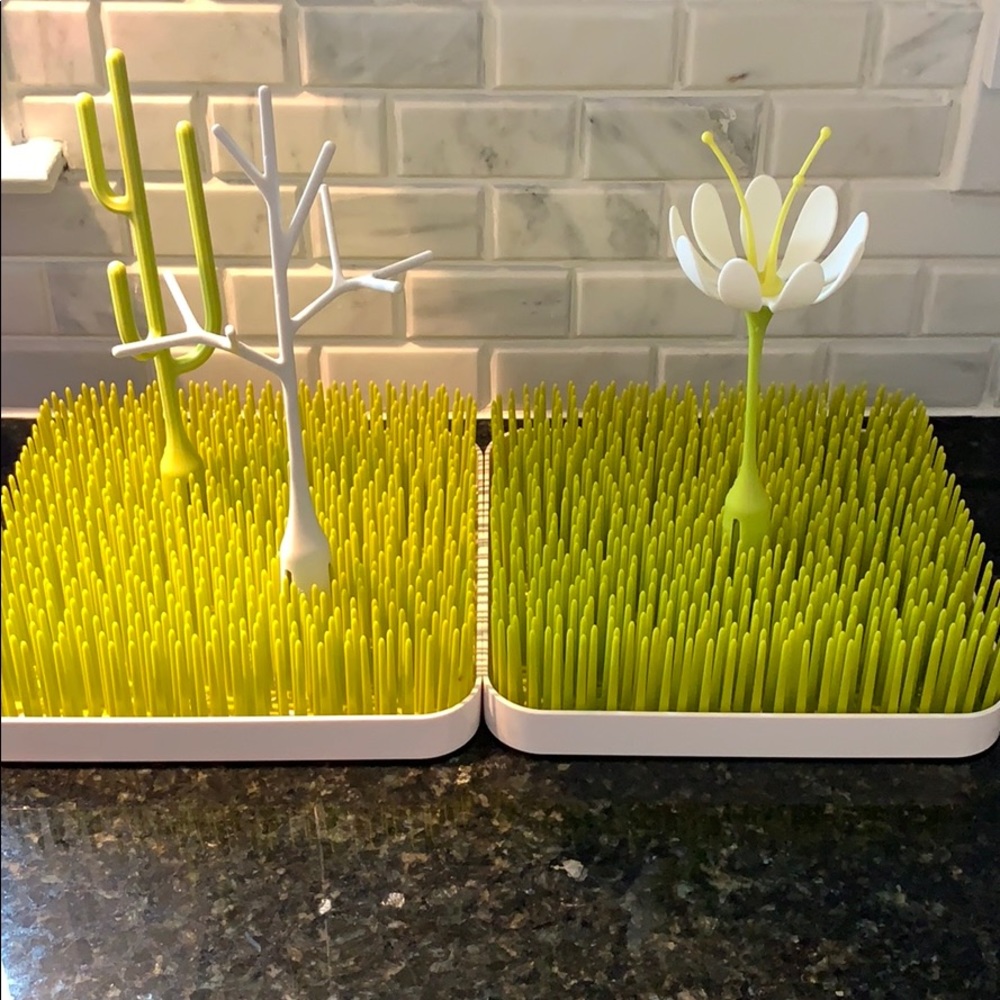 Set of 2 Boon bottle drying rack grass